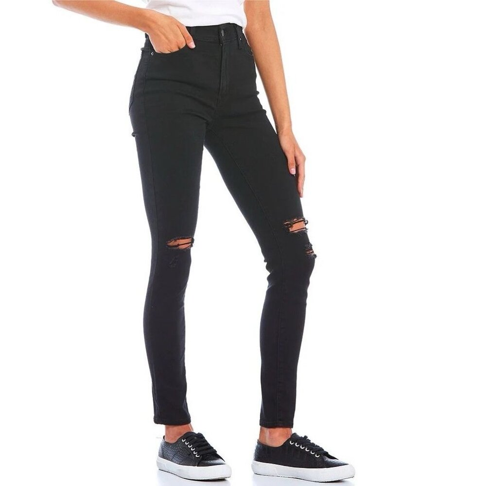 Levi's Women's 721 High-Rise Skinny Jeans Black Distressed Size 28W 30L
